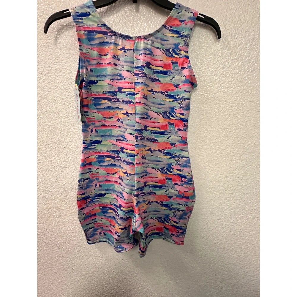Cat & Jack Girls Abstract Print Rhinestone Biketard XL 14 Multicolor Wicking